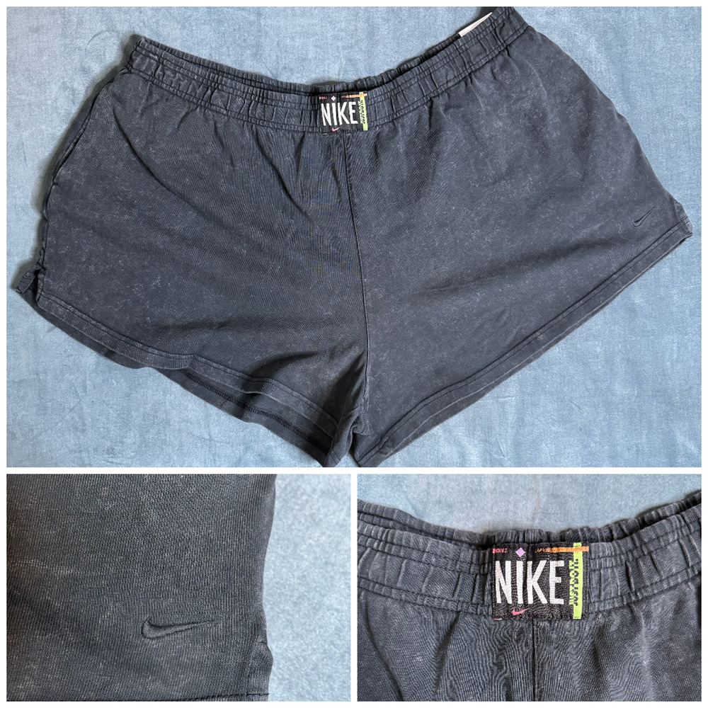 NWT Nike Sportswear Shorts Women's 1X Black Washed High Waist Mini Swoosh Shorts